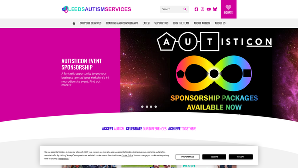 Screenshot of the Leeds Autism Services website