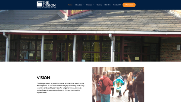 Screenshot of the The Ensign Youth Club website