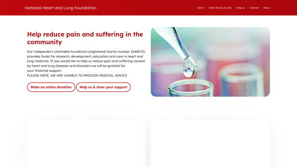 Screenshot of the National Heart And Lung Foundation website