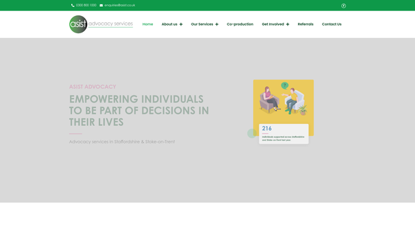 Screenshot of the Asist website