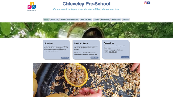 Screenshot of the Chieveley Pre-School website