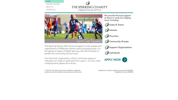 Screenshot of the The Ralph And Irma Sperring Charity website