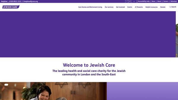 Screenshot of the Jewish Care Community Foundation website