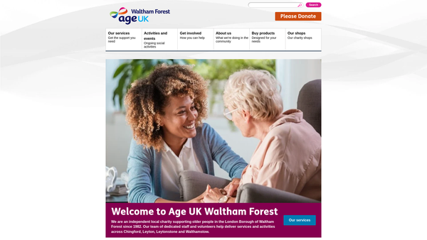 Screenshot of the Age UK Waltham Forest website