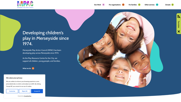Screenshot of the Merseyside Play Action Council website