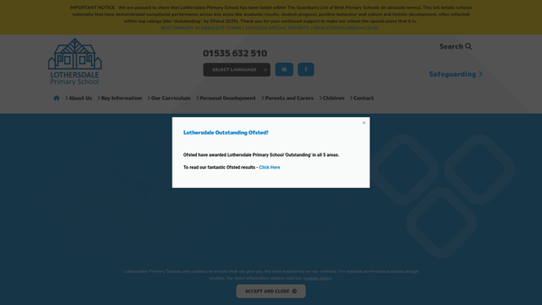 Screenshot of the Lothersdale School Fund website