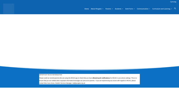 Screenshot of the Penglais School PTA website