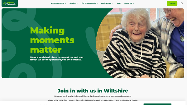 Screenshot of the Beyond Dementia website