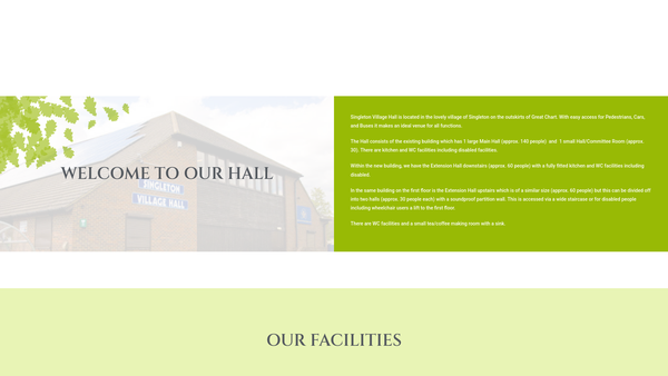 Screenshot of the Singleton Village Hall website