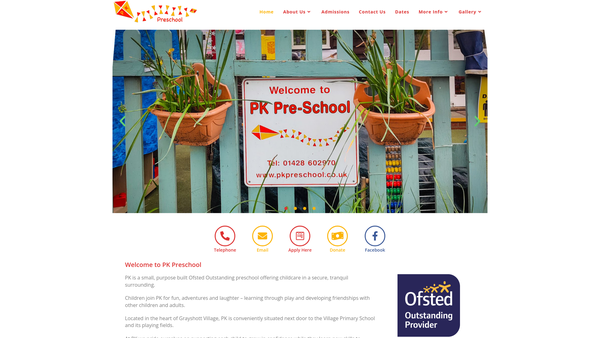 Screenshot of the Pk Pre-School website
