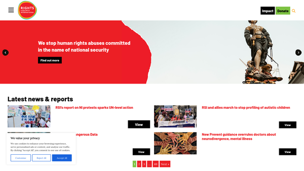 Screenshot of the Rights and Security International website