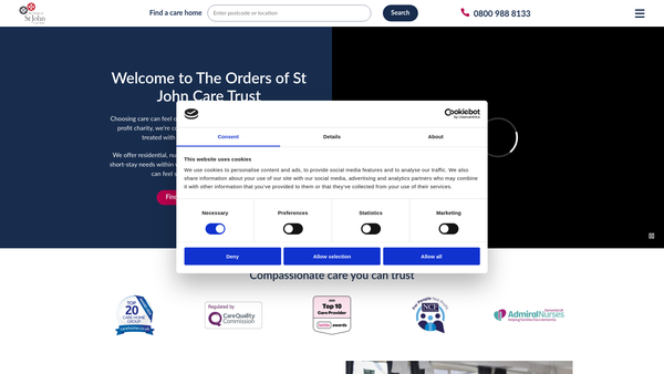 Screenshot of the The Orders Of St John Care Trust website