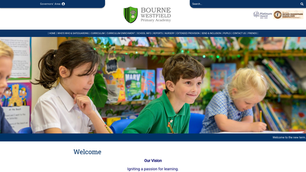 Screenshot of the Friends Of Bourne Westfield County Primary School website