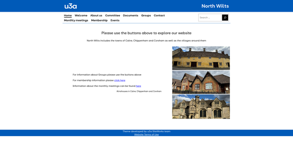 Screenshot of the North Wilts U3A website