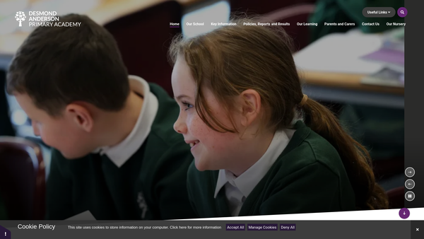 Screenshot of the Desmond Anderson Parent Teacher And Friends Association website