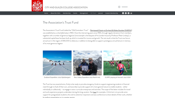 Screenshot of the Old Centralians Trust website