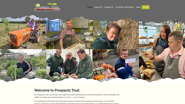 Screenshot of the The Prospects Trust website