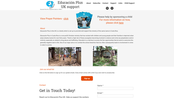 Screenshot of the Educacion Plus website