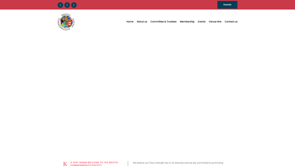 Screenshot of the The Bristol Commonwealth Society website