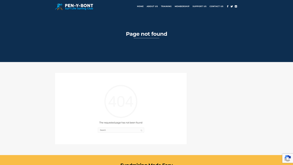 Screenshot of the Penybont Surf Lifesaving Club website