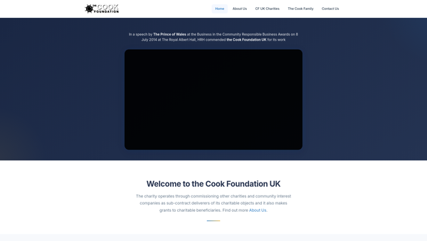 Screenshot of the Cook Foundation UK website