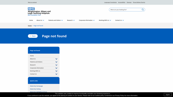 Screenshot of the Wrightington, Wigan And Leigh Health Services Charity website