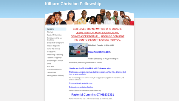 Screenshot of the Kilburn Evangelical Church Trust website