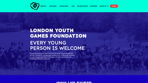 Screenshot of the London Youth Games Foundation website