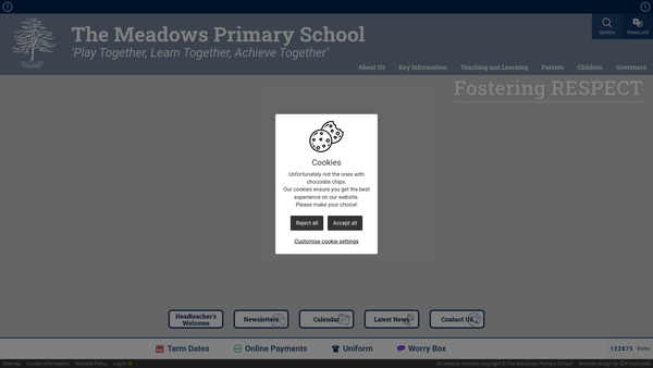 Screenshot of the The Meadows School Fund website