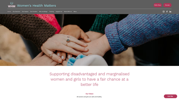 Screenshot of the Women’s Health Matters website
