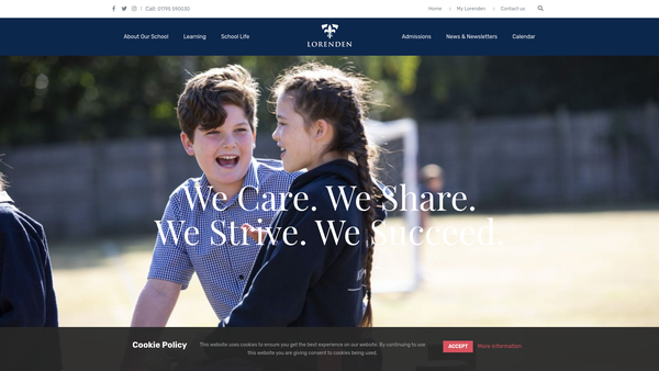 Screenshot of the Lorenden School website