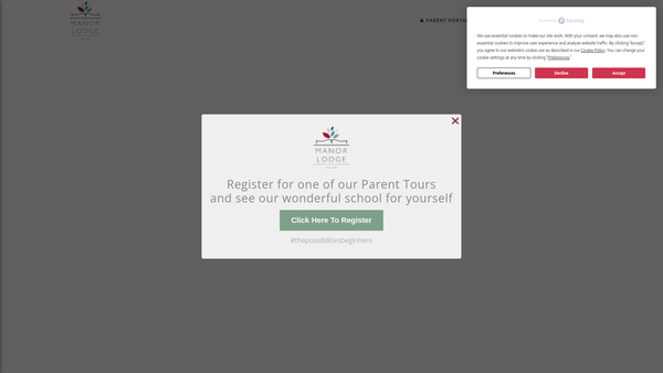 Screenshot of the Manor Lodge School website
