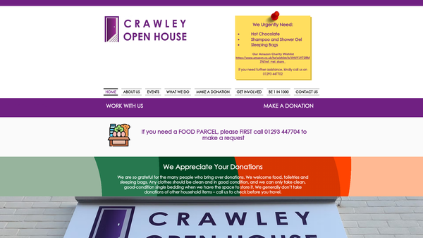 Screenshot of the Crawley Open House website