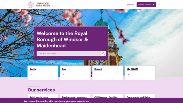 Screenshot of the The Royal Borough Of Windsor And Maidenhead Flood Relief Fund website