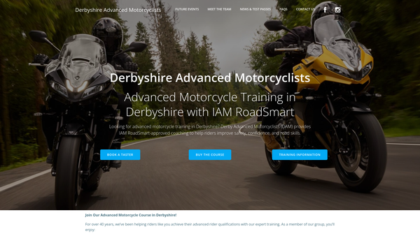Screenshot of the Derbyshire Advanced Motorcyclists website