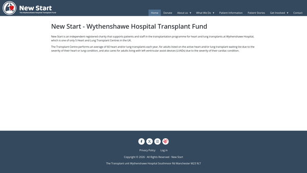Screenshot of the Wythenshawe Hospital Transplant Fund website