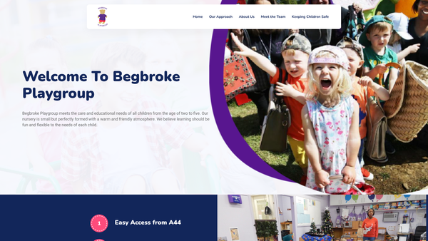 Screenshot of the Begbroke Playgroup website
