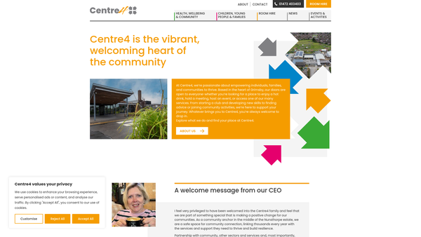 Screenshot of the Centre4 Limited website
