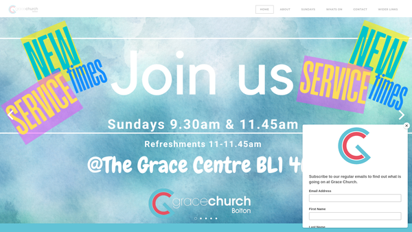 Screenshot of the Grace Church, Bolton website