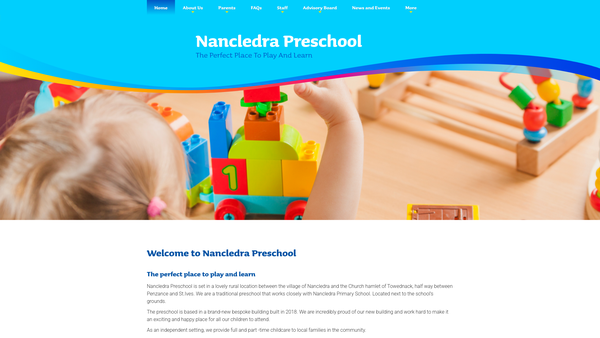 Screenshot of the Nancledra Pre-School Playgroup website