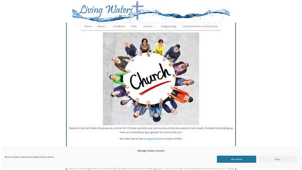 Screenshot of the Sheffield Living Waters Christian Fellowship website