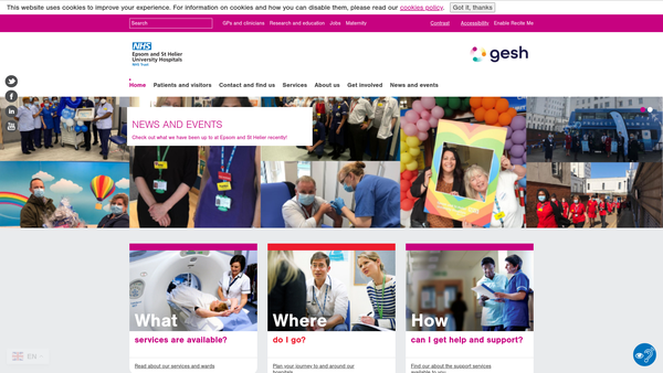 Screenshot of the The Epsom And St Helier NHS Trust Charitable Fund website