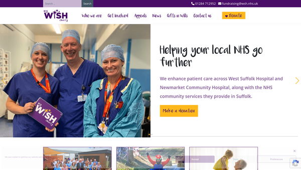 Screenshot of the My Wish Charity website