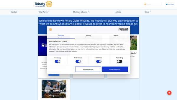 Screenshot of the Rotary Club Of Newtown Trust Fund website