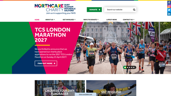 Screenshot of the Northcare Charity website