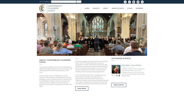 Screenshot of the Canterbury Chamber Choir website