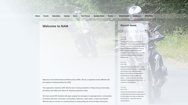 Screenshot of the Norfolk Group Of Advanced Motorcyclists website