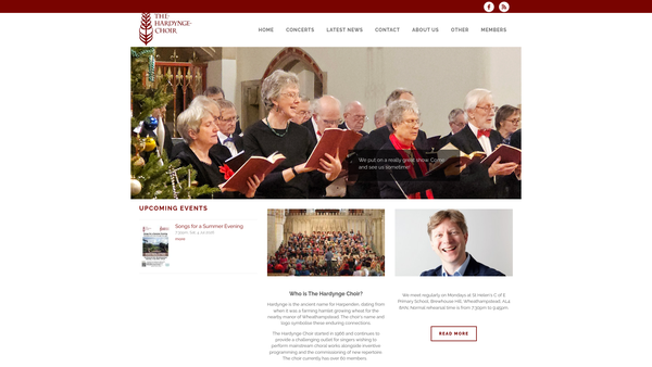 Screenshot of the The Hardynge Choir website