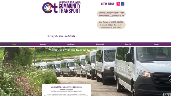 Screenshot of the Bakewell And Eyam Community Transport website