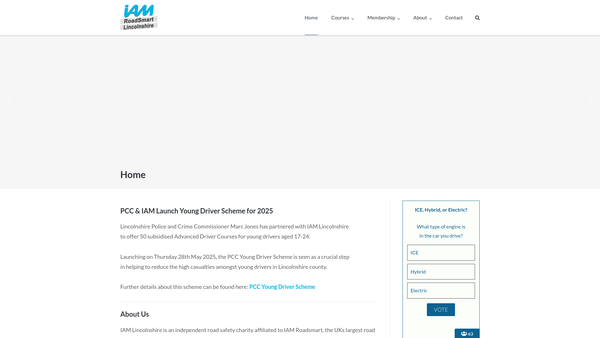 Screenshot of the Lincolnshire Advanced Motorists website